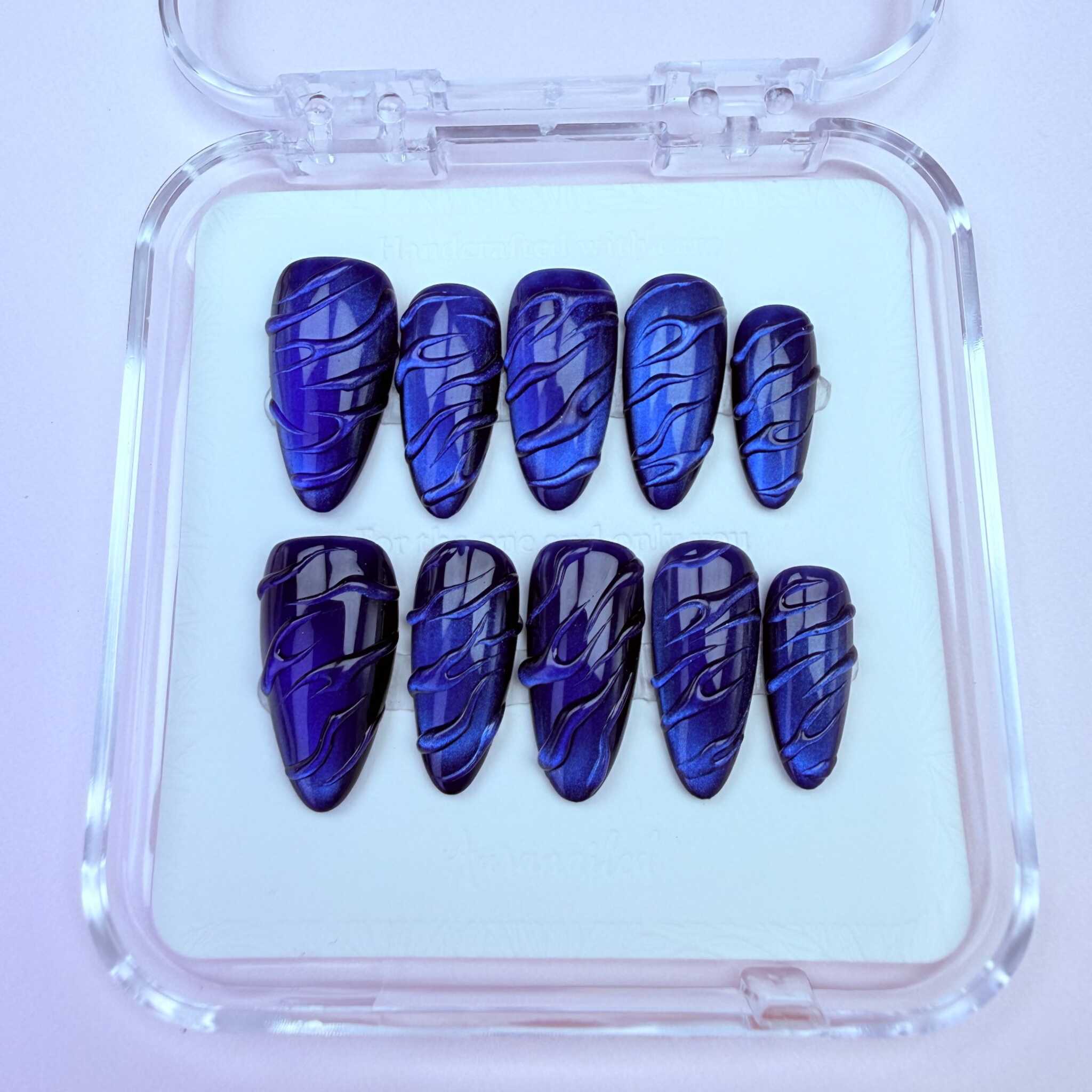 Cobalt Current - Short Cat Eye Nails – Auranailed